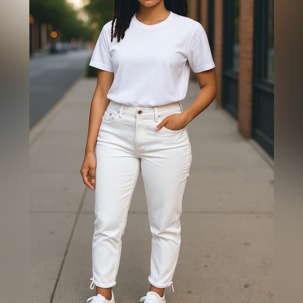 Pistola White Pants Slim Straight Adjustable Hem Size 27 NWT